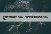汽配城销售运营方案范文（汽配城销售运营方案范文怎么写）