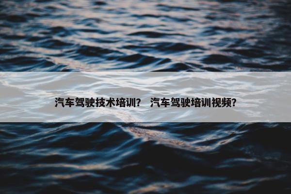 汽车驾驶技术培训？ 汽车驾驶培训视频？