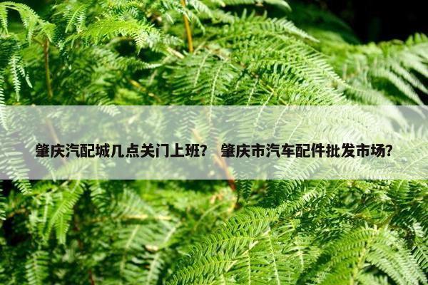 肇庆汽配城几点关门上班？ 肇庆市汽车配件批发市场？