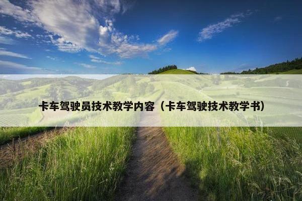 卡车驾驶员技术教学内容（卡车驾驶技术教学书）