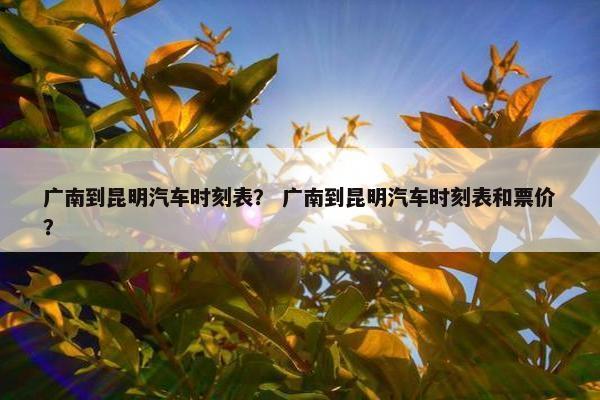 广南到昆明汽车时刻表？ 广南到昆明汽车时刻表和票价？