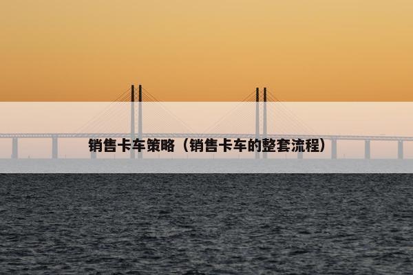 销售卡车策略（销售卡车的整套流程）
