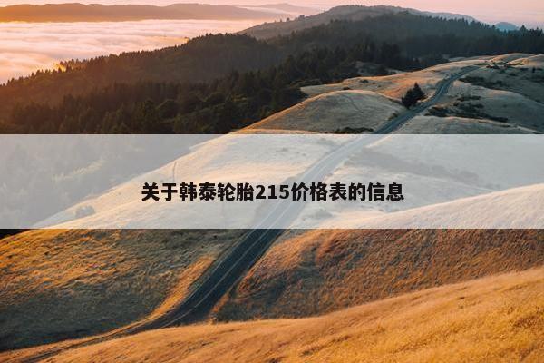 关于韩泰轮胎215价格表的信息