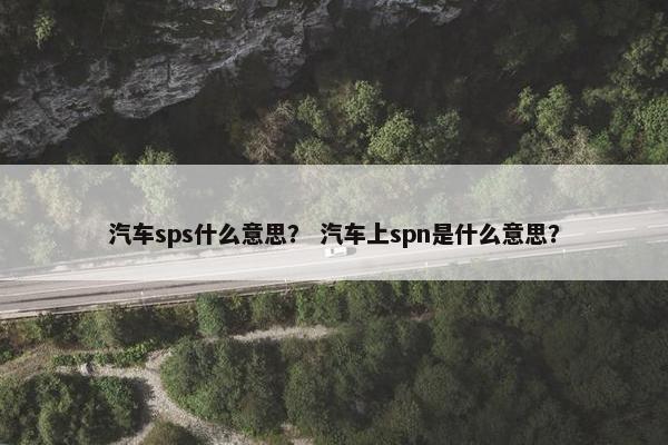 汽车sps什么意思？ 汽车上spn是什么意思？
