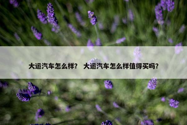 大运汽车怎么样？ 大运汽车怎么样值得买吗？