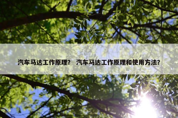 汽车马达工作原理？ 汽车马达工作原理和使用方法？