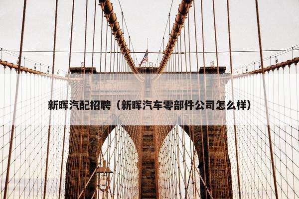 新晖汽配招聘（新晖汽车零部件公司怎么样）