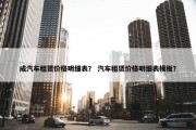 成汽车租赁价格明细表？ 汽车租赁价格明细表模板？