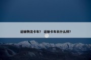 运输物流卡车？ 运输卡车长什么样？