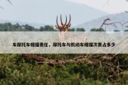 车摩托车相撞责任，摩托车与机动车相撞次责占多少
