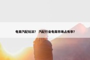 电商汽配玩法？ 汽配行业电商市场占有率？