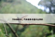 汽车保养卡，汽车保养卡是什么样的