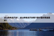 进口纯电动汽车？ 进口纯电动汽车哪个牌子最好质量最好？