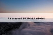汽车怎么查询违章记录（如何查汽车违章情况）