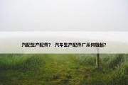 汽配生产配件？ 汽车生产配件厂从何做起？