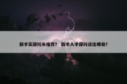 新手买摩托车推荐？ 新手入手摩托该选哪些？