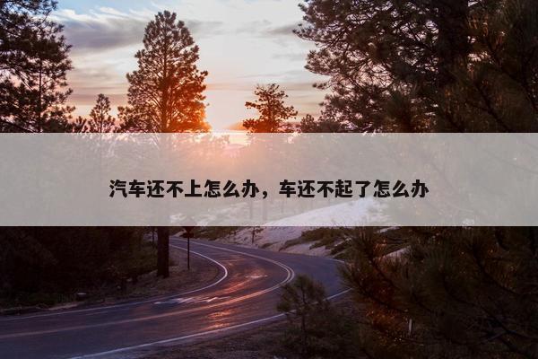 汽车还不上怎么办，车还不起了怎么办
