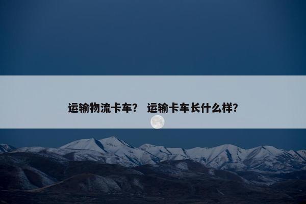运输物流卡车？ 运输卡车长什么样？