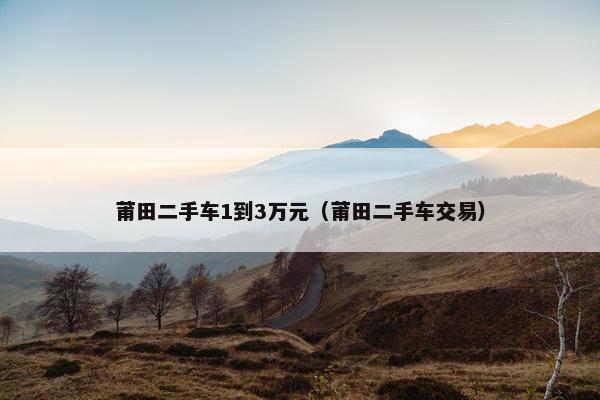 莆田二手车1到3万元（莆田二手车交易）