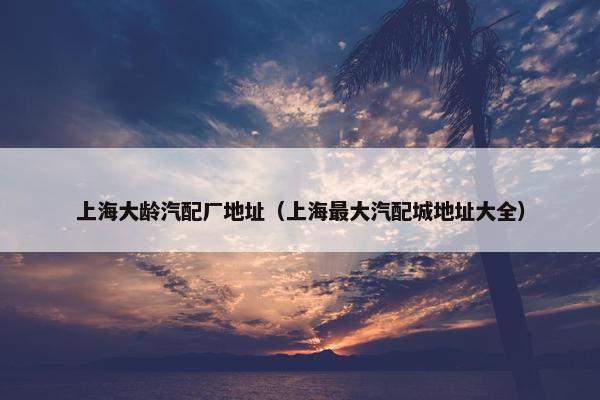 上海大龄汽配厂地址（上海最大汽配城地址大全）