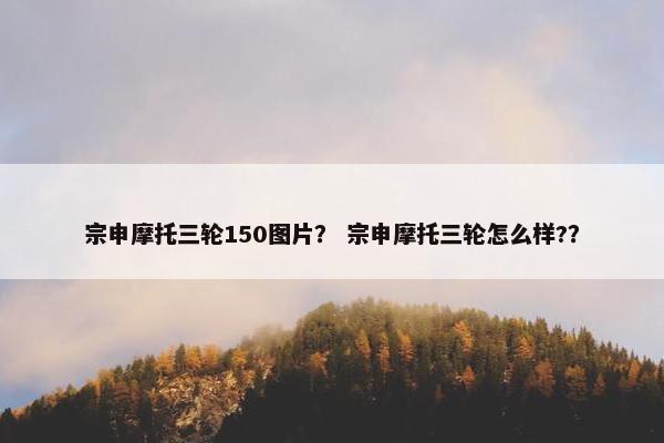 宗申摩托三轮150图片？ 宗申摩托三轮怎么样?？