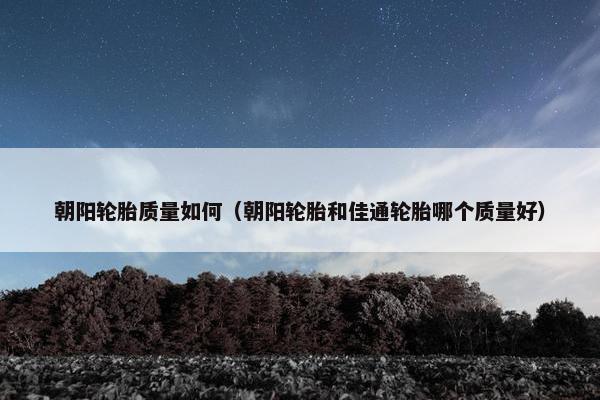 朝阳轮胎质量如何（朝阳轮胎和佳通轮胎哪个质量好）