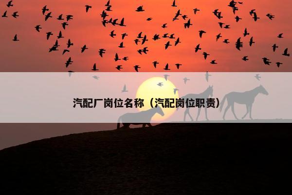 汽配厂岗位名称（汽配岗位职责）