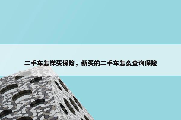 二手车怎样买保险，新买的二手车怎么查询保险