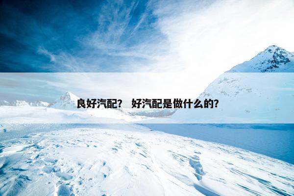 良好汽配？ 好汽配是做什么的？