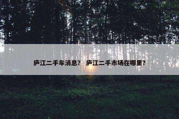 庐江二手车消息？ 庐江二手市场在哪里？