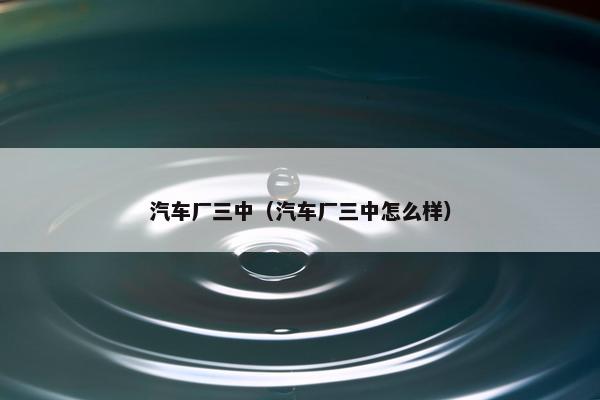 汽车厂三中（汽车厂三中怎么样）