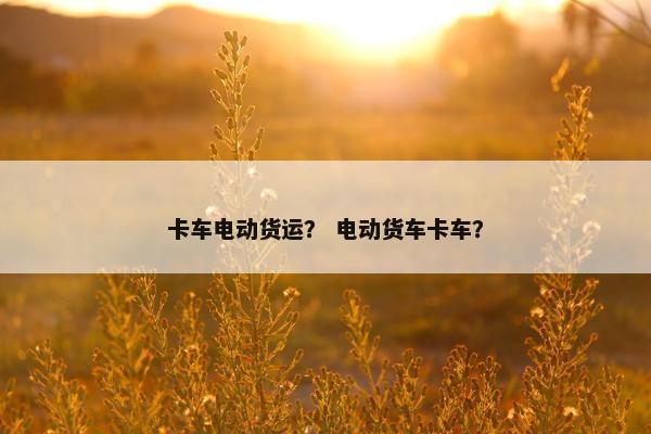 卡车电动货运？ 电动货车卡车？