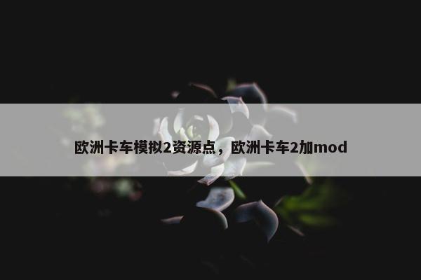 欧洲卡车模拟2资源点，欧洲卡车2加mod