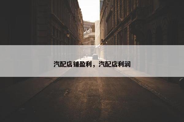 汽配店铺盈利，汽配店利润