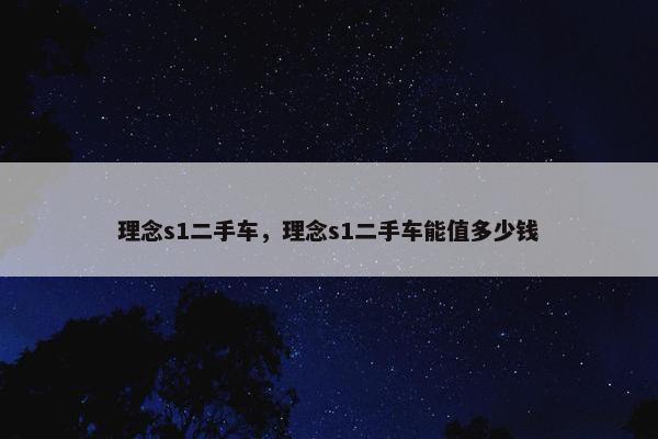 理念s1二手车，理念s1二手车能值多少钱