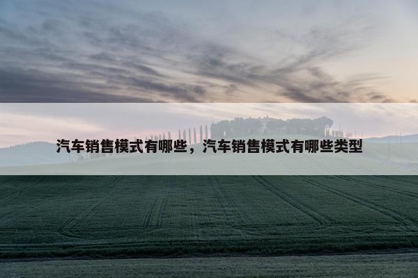 汽车销售模式有哪些，汽车销售模式有哪些类型