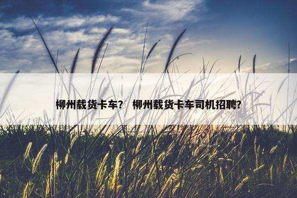 柳州载货卡车？ 柳州载货卡车司机招聘？