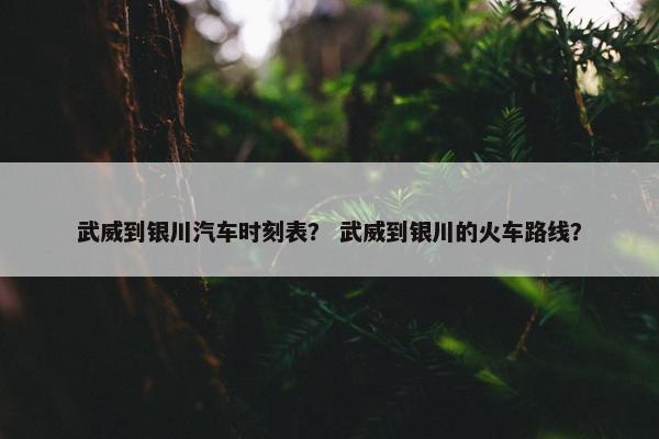 武威到银川汽车时刻表？ 武威到银川的火车路线？
