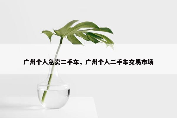 广州个人急卖二手车，广州个人二手车交易市场